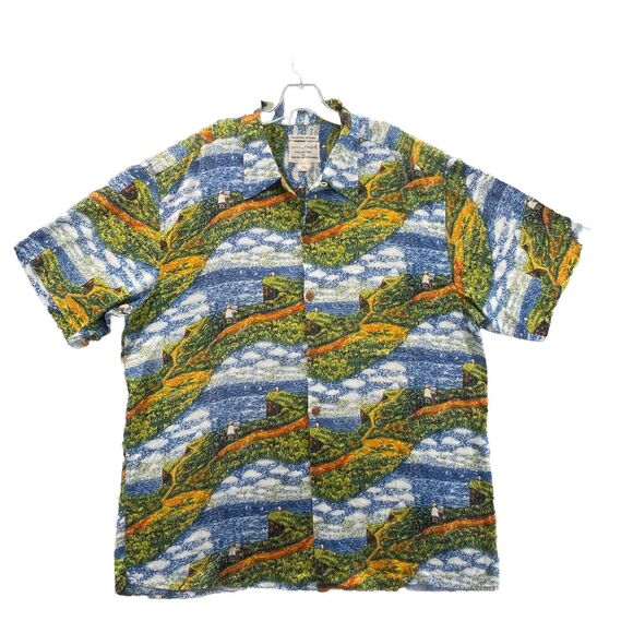 Reyn Spooner X Guy Buffet Hawaiian Shirt Mens XL Egyptian Cotton Mountain Paint‎ - Picture 1 of 8